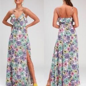 Lulus Dynah Blush Pink Floral Print Sleeveless Maxi Dress Size XS